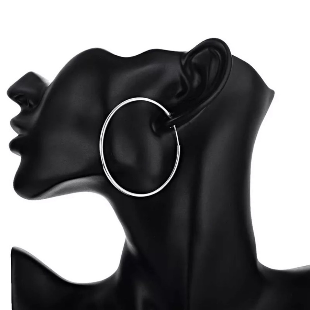 NEW 925 Sterling Silver hoop Earrings - Picture 2 of 6